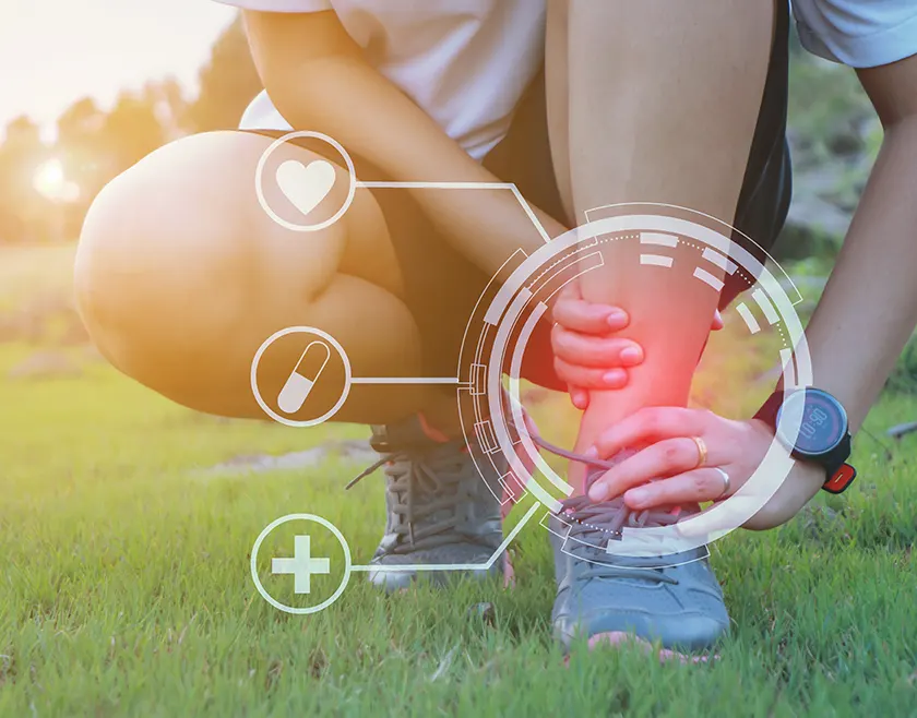 Immagine astratta di un controllo medico tecnologico ad uno sportivo